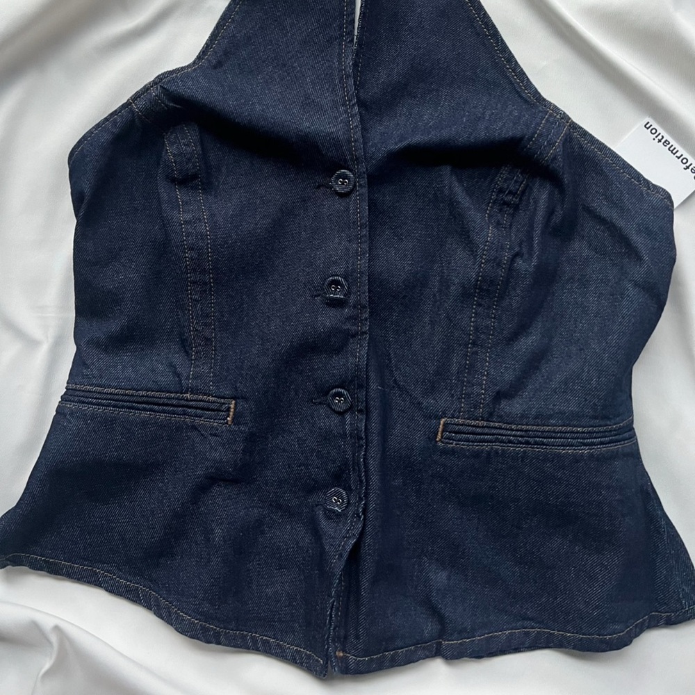 NWT REFORMATION TATE DENIM TOP - Picture 2 of 6